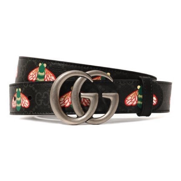 Gucci unisex GG logo honeybee print leather belt - Picture 1 of 8